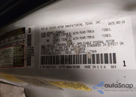 2018 Toyota Tacoma Sr from USA, damaged, VIN 5TFRX5GN6JX121271